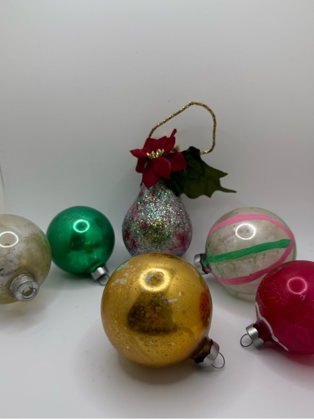 Holiday Glass Ornament Assortment - Gold, Green, Red, Pink, Clear